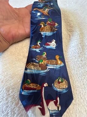 🎁3 for $30 - Navy Blue Duck & Swan Necktie